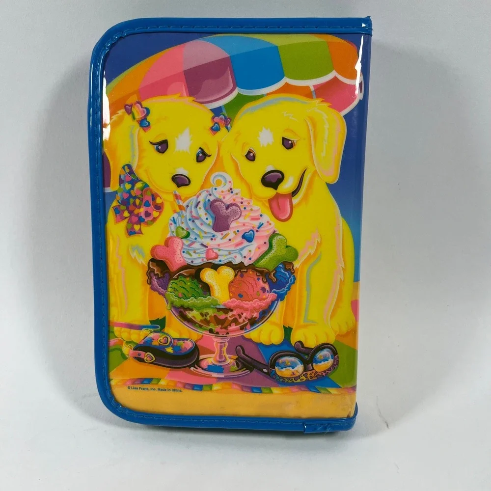 Vintage Lisa Frank Golden Retriever Puppy Ice Cream Zip Stationery Set Organizer